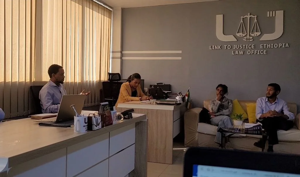 Yishak Baraki Desta during a professional session at Link to Justice Ethiopia Law Office